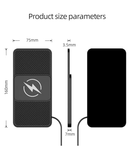 Wireless Car Charger Pad for Nissan Platina Primera Qashqai Quest Rogue Safari Sentra Serena Sunny, 20W Non-Slip Dashboard Phone Fast Charging Mat Flexible Silicone with Type-C/USB — view 5
