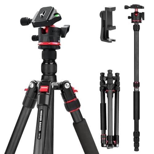 NEEWER BASICS Carbon Fiber Travel Tripod Monopod, 64" Compact, TP17B