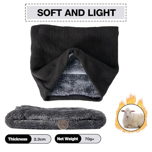 OBSGUMU Neck Warmer for Men Women Fleece Neck Warmer Thermal Snoods for Men Windproof Thermal Knitted Neck Snood Scarf Dust Skiing Circle for Outdoor Sport Black Snoods — view 4