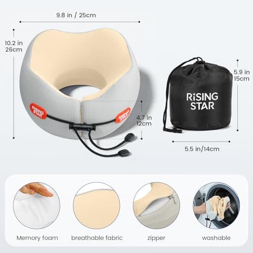 Travel Neck Pillow| Memory Foam | Cooling Neck Cushion | Washable Cover — view 5