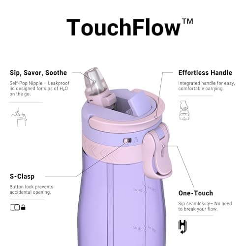 Sparrow Water Bottle 1L - One-Tap TouchFlow Water Bottles with Straw - Non-Toxic - BPA Free Tritan Bottles - Leak Proof & Sustainable Drinks Bottle for Sports, Outdoors — view 2
