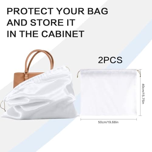 HBJSP Dust Bags for Handbags, Silk Dust Cover Storage Bags, Dustproof Drawstring Pouch for Clothes, Purse, Shoes, Boots - 2PCS (White) — view 5