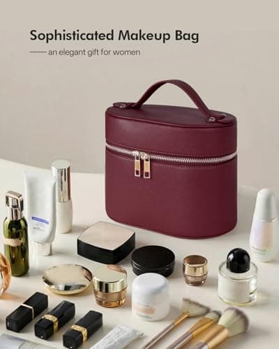 Prite 2 Pcs Makeup Bag Vanity Case for Women with Clear Pouch, Burgundy — view 6