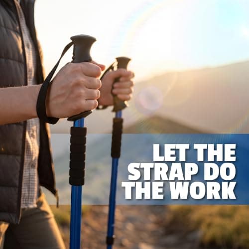 Straame Telescopic Walking Sticks 2 Pack, 65-130cm Trekking Poles (Blue) — view 5
