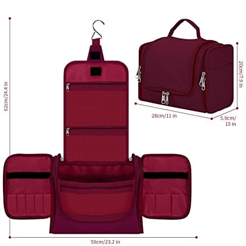 Vinsani Premium Toiletry Bag 5 Compartment Travel Wash Bag Unisex, Purple — view 6
