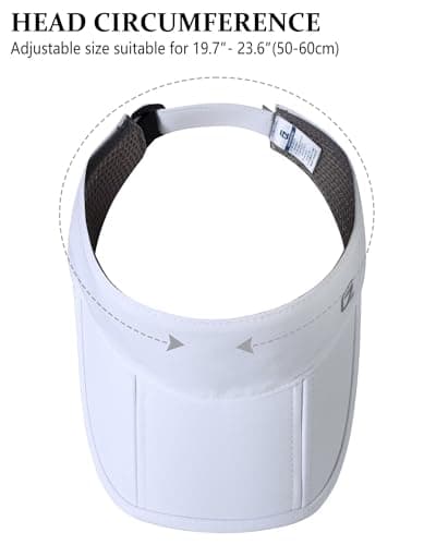 GADIEMKENSD Summer UPF 50+ Foldable Visor Hats Breathable Quick Drying Sun Visors for Women Reflective Tennis Cap Adjustable Golf Hats for Men Travel Sports Cycling Running Accessories White — view 6