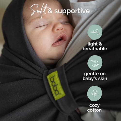 Boba Bliss Pre-Wrapped Baby Carrier with Buckle - Newborn to 7-35 lbs Light, Breathable & Easy to Adjust Hybrid Infant Sling & Toddler Carrier - Certified Hip-Healthy for 0-18 Months - Charcoal — view 3