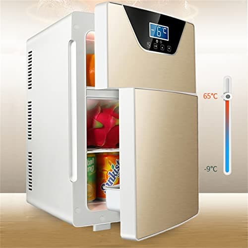 YINO 20L Car Refrigerator 12/24V Car Fridge, Portable Car Fridges Freezer, Mini Fridge Electric Cooler Box for Camping, Road Trip, Picnic, Household (Gold, Double Door) — view 2