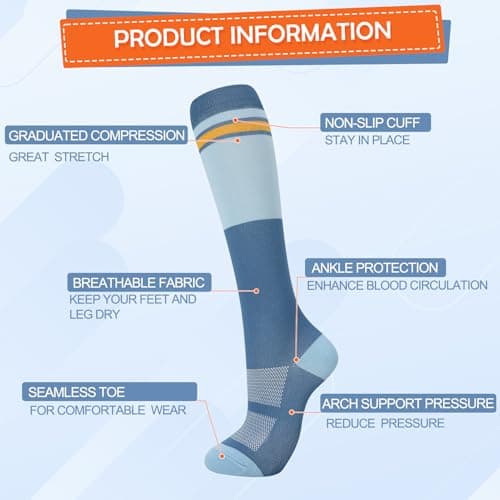 Zuimei 4 Pairs Compression Socks for Women & Men, 15-20mmHg Flight Socks, Knee High Compression Stockings for Athletic Nurse Running Travel (L/XL) — view 4