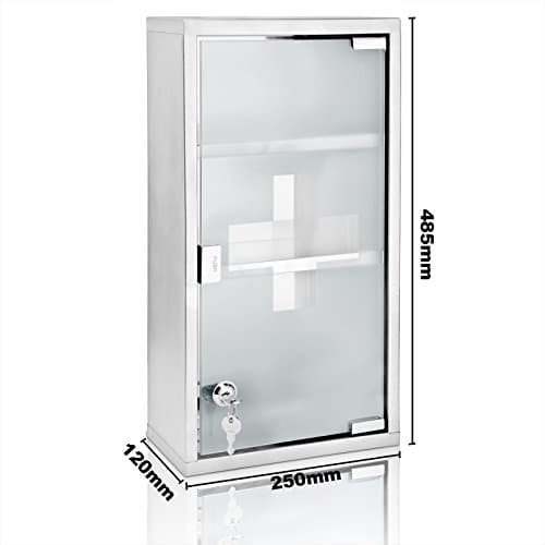 Deuba® Lockable Medicine Cabinet Wall Mounted First Aid Kit Storage — view 3