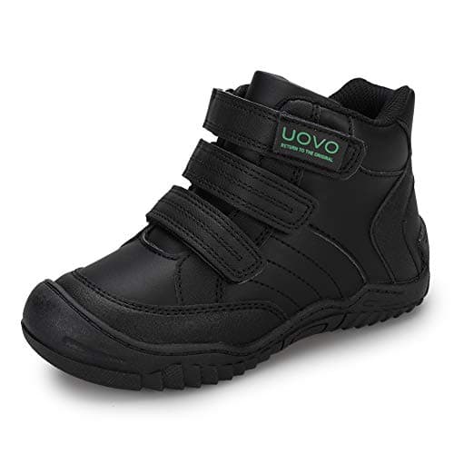 UOVO Boys Hiking Shoes Kids Water Resistant School Shoes Mid-Calf Sneakers Walking Boots Children Trekking Footwear Black Size 3 UK Big Kids 35EU