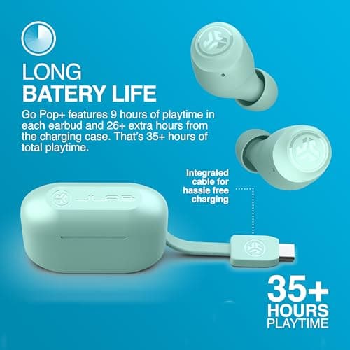 JLab Go Air Pop+ True Wireless Earbuds with Mic - Bluetooth, Mint — view 6