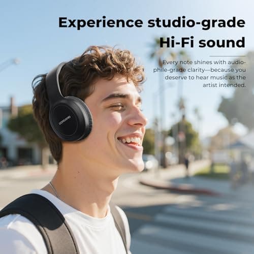 Headphones Wireless Over Ear , 70 Hours Playtime Bluetooth Headphones Built-in Microphone, Foldable Lightweight Headset with Bluetooth 5.4, HiFi Stereo Sound for PC Cellphone Travel Office (Black) — view 2
