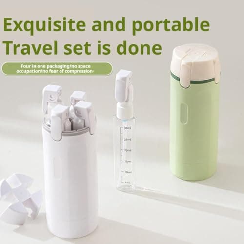 4 in 1 Travel Dispenser, 4 Pack 30ML Travel Bottles for Toiletries,Refillable, Leak Proof, Mini Shampoo Dispenser with Scale and Label,Portable Containers for Shampoo Lotion Conditioner Cream — view 3