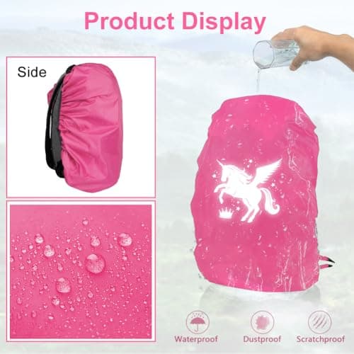 flintronic Waterproof Rain Cover for Backpack, Unicorn Reflective Rucksack Cover,Unicorn School Bag Waterproof Cover, High Visibility Backpack Cover, Anti-dust, Foldable for Girls, Children — view 5