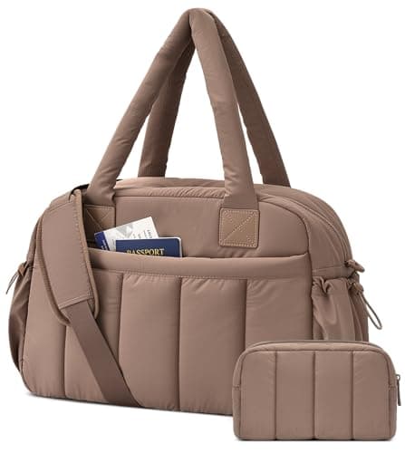 oscaurt Gym Bag 24L Travel Duffle with Toiletry Pouch Puffer Handbags for Women Carry On Holdall Bag Travel Essentials for Work Flight Weekend Hospital