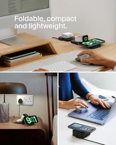 Belkin BoostCharge Pro Foldable Qi2-Certified Wireless Charger 3-in-1 Magnetic Charging Travel Pad 15W - MagSafe-Compatible Portable Charger for iPhone 17, Air, 16, Pixelsnap, Apple Watch 11, AirPods — view 6