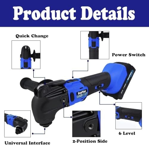 Cordless Multi Tool with Battery and Charger,20000 RPM Brushless Oscillating Multi-Tool, 6 Variable Speeds, 4°Oscillation Angle,21V Electric Multis Tools, Oscillating Saw Tools Kit for Cutting,Sawing — view 3