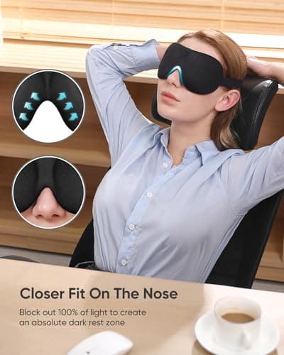 Upgraded 3D Contoured Sleep Mask 3 Pack, Full Blackout Zero Pressure Eye Cover, Soft Breathable Blindfold with Adjustable Strap for Side Sleepers, Men Women Night Sleep Travel — view 4