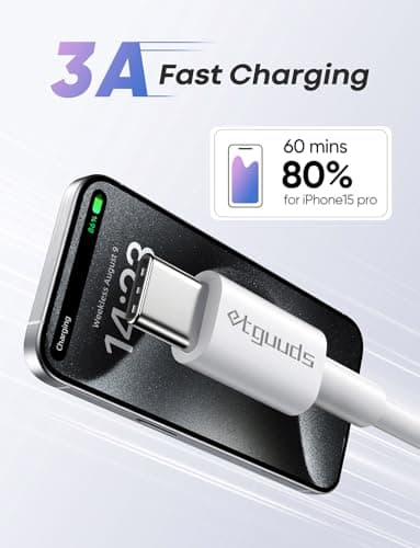 etguuds USB C Fast Charger Cable 1M, USB A to Type C Car Charger power Cord — view 3