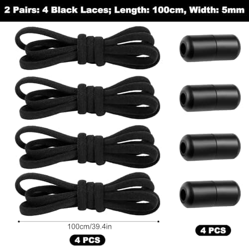 TAIXING 2 Pairs Round Elastic Laces, 5mm Heavy Duty No Tie Shoe Laces — view 2