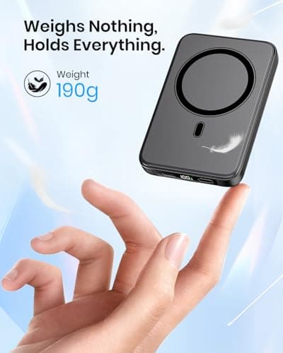 Riapow Magnetic Power Bank 10000mAh, Slim Magnet Wireless Portable Charger — view 6