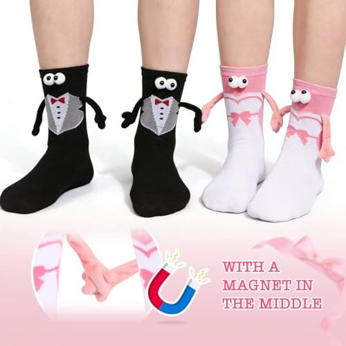 2 Pairs Wedding Socks Bride Groom Holding Hands Socks Magnetic Couple Socks — view 5