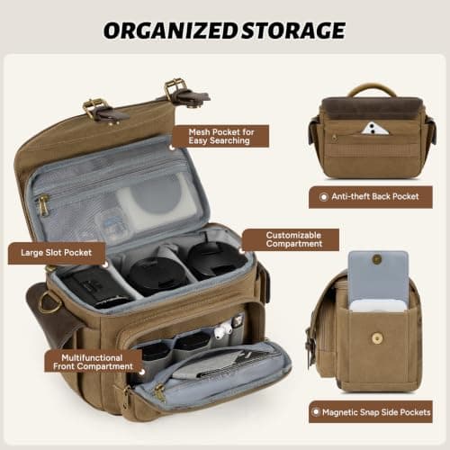 RAINSMORE Camera Bag, Small Camera Case for DSLR/SLR/Mirrorless — view 5
