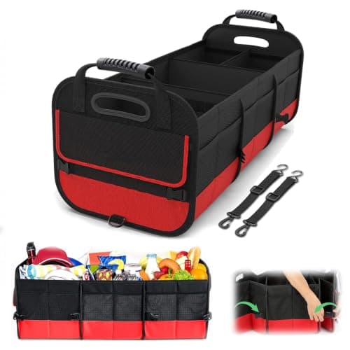 Car Storage Organizer with Reinforced Handle 3 Compartments 2 Straps Car — view 4