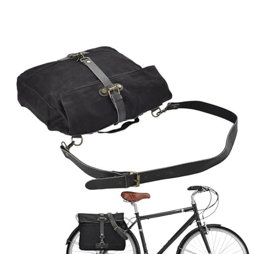 Vintage Oil-Waxed Canvas Motorcycle Saddlebag - Heavy Duty Side Bag & Pannier | Retro Tool & Messenger Bag for Bikers | Waterproof Storage for Road Trips, Camping & Commuting — view 6