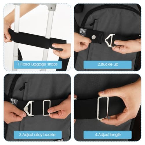 KFHENSOMR 2-in-1 Travel Belt for Luggage Travel Strap Hands-Free Black — view 3