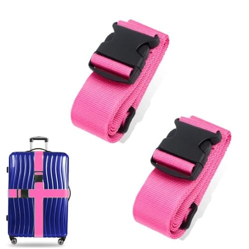 2 Pcs Luggage Straps for Suitcases Strap, Travel Thickened Luggage Accessories Adjustable Packing Suitcase, Heavy Duty Belts with Buckle Closure Baggage for Travel Trip Outdoor Eventments(Rose Pink)