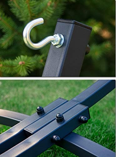 Portable Outdoor Canvas Hammock Stand Camping Sleeping Swing Hanging Bed Colorful Multifunctional Cotton Fabric Travel Hammock Chair Bed GARDEN PATIO (GRAPHITE) — view 5
