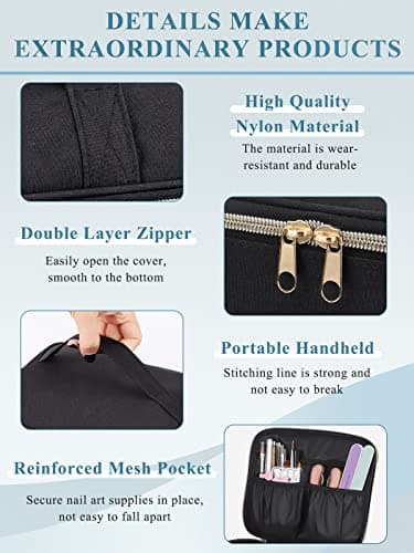 Nail Polish Organiser Bag 2-Layer Portable Nail Box for Nail Tech Black — view 4