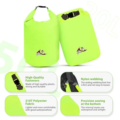OBEISN 2Pcs 20L Dry Bags Waterproof Set, Lightweight Waterproof Dry Bags, Ultimate Dry Sack, Waterproof Bag, Rucksack Liner, Canoe Sack, Stuff Sacks for Kayaking Rafting Boating Hiking Camping Travel — view 3
