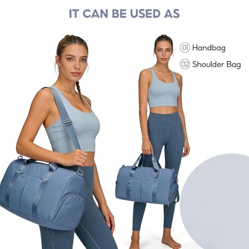 28L Sports Gym Bags, Duffle Bag Womens with Shoes Compartment, Sport Duffle Bag for Women Fitness Workout Travel Sport Yoga Dance Ballet Swim — view 4