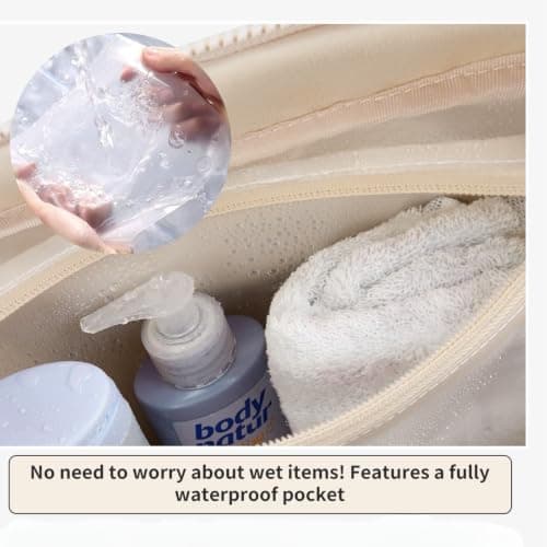 Womens Gym Bag Lightweight Weekend Overnight Bag with Wet Pocket, EasyJet Underseat Cabin Bags Ryanair Carry On, Travel Duffle Bags for Sports, Shopping (Beige) — view 2