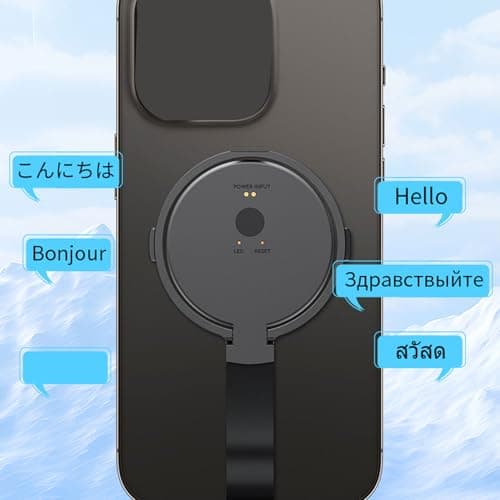 Hamwesh Language Translator Device, Adjustable Magnetic Phone Stand Real Time Translation Device for Travel Meetings, Smart Translator Support 146+ Languages 60+ Accents (Black) — view 2