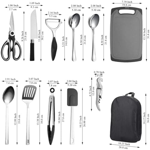 Camping Accessories, Evanda Camping Cooking Utensils, Travel Essentials, Portable Camping Kitchen Utensil Set for Travel, Picnics, RVs, Camping, BBQs, Parties — view 2