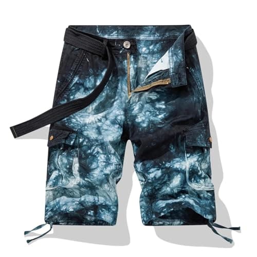 YUECIBAI Sports Running Shorts For Men Shorts Men Camouflage Side Pockets Male Short Pants Casual Camo Shorts No Belt 30 Black