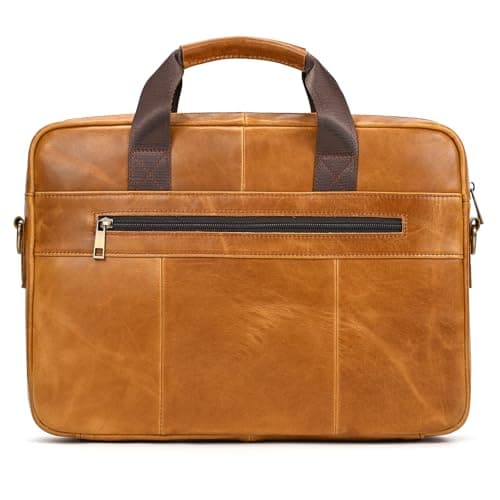 newsbirds Laptop Bag for Men, 15.6 inch Men Briefcase Computer Sleeve Case Leather Shoulder Messenger Bag Briefcase for Men Women Travel Outdoor Business Office Hangbag Laptop, 3316 Yellow — view 6