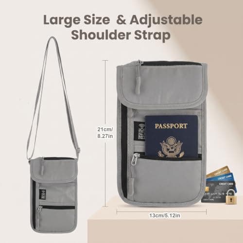 Sorcristy Neck Wallet for Travel Pouch Neck with Adjustable Lanyard — view 2