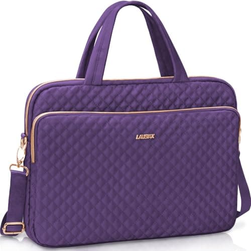 Lausiax Laptop Case Bag Women Men Computer Sleeve Compatible with MacBook/Dell/HP/Acer/ASUS, Waterproof Shoulder Carrying Briefcase, Purple, 14-14.5 Inch