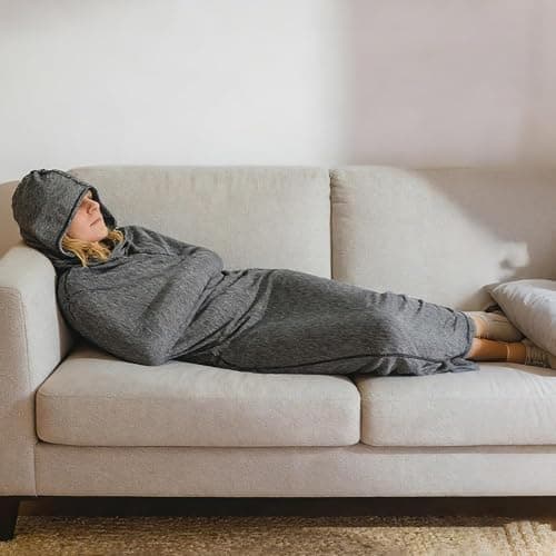 InfiniZer Compression Sleep Sack, Lightweight Wearable Hooded Compression Pod & Sleep Pod, Breathable Stretch Fabric (Grey, Children) — view 2
