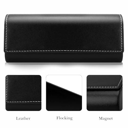 Linkidea Oversized Sunglasses Case, Large Frame Glasses Case for Sunglass, Eyeglasses Travel Bag Compatible with Rayban Double Bridge Round/Drifter Square/Aviator Titanium (Black) — view 3