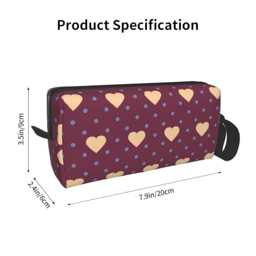 Meymuise Makeup Bag, Polka Dot and Heart Maroon — view 3