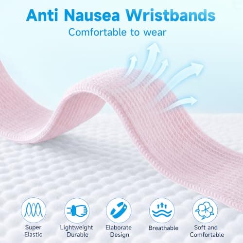 MEIYYJ Motion Sickness Bracelets Acupressure Relief for Motion Sickness Sea Sickness Wristbands for Adults & Kids,Morning Sickness Relief for Pregnant Women Ideal for Car Sea Air Tarvel-Gray/Pink — view 2