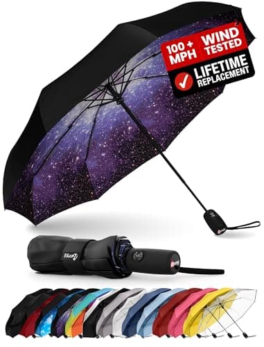 Repel Umbrella Windproof Travel Umbrellas for Rain - Easy Auto Open Close, Durable & Compact Umbrella, Strong Fiberglass Frame, Waterproof Canopy - Backpack, Purse, Portable Umbrella for Travel