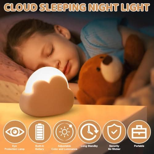 Adiwo Night Light Kids, Cute Cloud Night Light Bedside Lamp, Dimmable Baby with 2 Modes and 2 Brightness, Portable USB Rechargeable Kid LED Nightlight, Kawaii Room Decor for Girls Boys — view 5
