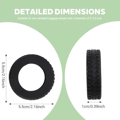 Wanmu 8 Pcs Luggage Wheels Covers, Anti-Noise Silicone Wheel Protective Covers for 2-2.4'' Spinner Wheel, Wear-Resistant Travel Carry On Luggage Suitcases Wheels Protector (Black) — view 2